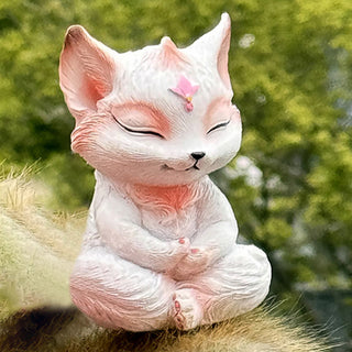 Buddha Gift Small Nine Tailed Fox Sitting Protection Resin Home Decoration