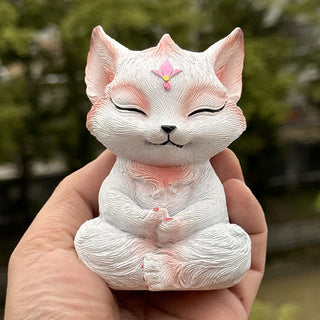 Buddha Gift Small Nine Tailed Fox Sitting Protection Resin Home Decoration