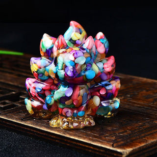 Buddha Gift Natural Various Crystal Strawberry Quartz Amethyst Nine Tailed Fox Protection Home Decoration