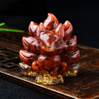 Buddha Gift Natural Various Crystal Strawberry Quartz Amethyst Nine Tailed Fox Protection Home Decoration