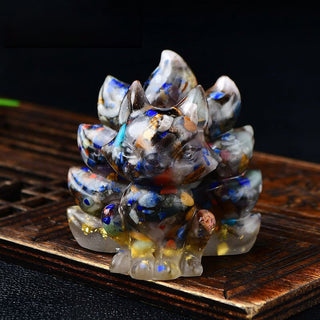 Buddha Gift Natural Various Crystal Strawberry Quartz Amethyst Nine Tailed Fox Protection Home Decoration