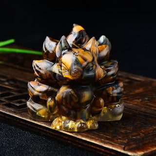Buddha Gift Natural Various Crystal Strawberry Quartz Amethyst Nine Tailed Fox Protection Home Decoration