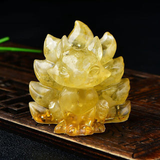 Buddha Gift Natural Various Crystal Strawberry Quartz Amethyst Nine Tailed Fox Protection Home Decoration