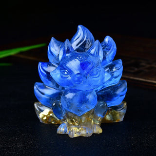 Buddha Gift Natural Various Crystal Strawberry Quartz Amethyst Nine Tailed Fox Protection Home Decoration