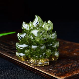 Buddha Gift Natural Various Crystal Strawberry Quartz Amethyst Nine Tailed Fox Protection Home Decoration