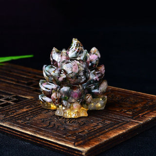 Buddha Gift Natural Various Crystal Strawberry Quartz Amethyst Nine Tailed Fox Protection Home Decoration