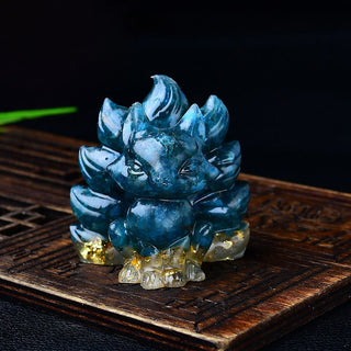 Buddha Gift Natural Various Crystal Strawberry Quartz Amethyst Nine Tailed Fox Protection Home Decoration