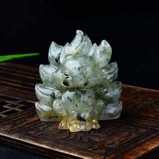 Buddha Gift Natural Various Crystal Strawberry Quartz Amethyst Nine Tailed Fox Protection Home Decoration