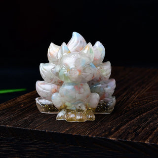 Buddha Gift Natural Various Crystal Strawberry Quartz Amethyst Nine Tailed Fox Protection Home Decoration