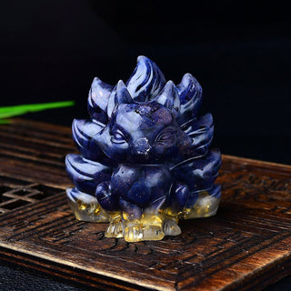 Buddha Gift Natural Various Crystal Strawberry Quartz Amethyst Nine Tailed Fox Protection Home Decoration