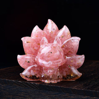 Buddha Gift Small Various Stone Pink Crystal Citrine Amethyst Nine Tailed Fox Warmth Home Decoration