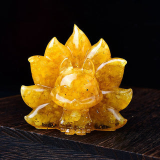 Buddha Gift Small Various Stone Pink Crystal Citrine Amethyst Nine Tailed Fox Warmth Home Decoration