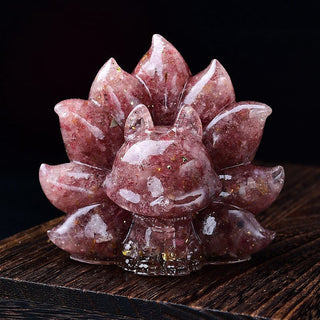 Buddha Gift Small Various Stone Pink Crystal Citrine Amethyst Nine Tailed Fox Warmth Home Decoration