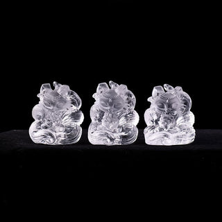 Buddha Gift Natural White Crystal Mini Small Nine Tailed Fox Carved Healing Home Decoration