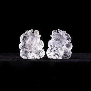 Buddha Gift Natural White Crystal Mini Small Nine Tailed Fox Carved Healing Home Decoration