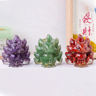 Buddha Gift Small Various Stone Strawberry Quartz Amethyst Green Aventurine Nine Tailed Fox Healing Home Decoration