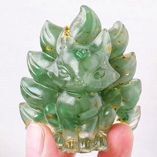 Buddha Gift Small Various Stone Strawberry Quartz Amethyst Green Aventurine Nine Tailed Fox Healing Home Decoration