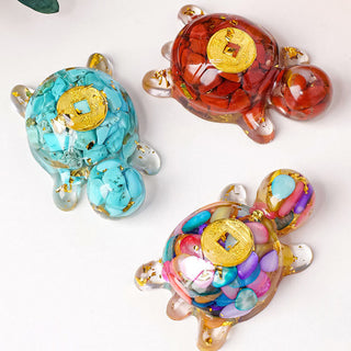 Buddha Gift Small Various Crystal Green Aventurine Amethyst Turtle Copper Coins Luck Home Decoration