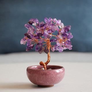 Buddha Gift Various Crystal Citrine Amethyst Green Aventurine Tree Prosperity Home Decoration