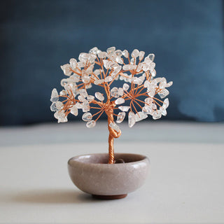 Buddha Gift Various Crystal Citrine Amethyst Green Aventurine Tree Prosperity Home Decoration