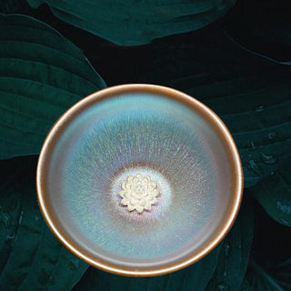 Buddha Gift Handmade Chinese Jianzhan Lotus Flower Blue Purple Ceramic Teacup Kung Fu Tea Cup 150ml