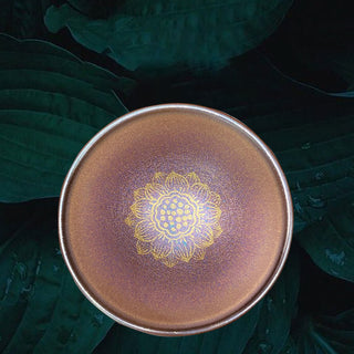 Buddha Gift Handmade Chinese Jianzhan Golden Lotus Flower Ceramic Teacup Kung Fu Tea Cup 150ml