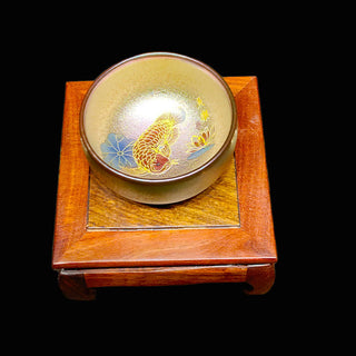 Buddha Gift Handmade Chinese Jianzhan Koi Fish Lotus Leaf Ceramic Teacup Kung Fu Tea Cup 150ml