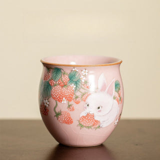 Buddha Gift Small Strawberry Rabbit Teacup Kung Fu Tea Cup 90ml With Gift Box