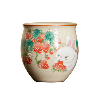 Buddha Gift Small Strawberry Rabbit Teacup Kung Fu Tea Cup 90ml With Gift Box