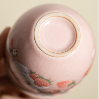 Buddha Gift Small Strawberry Rabbit Teacup Kung Fu Tea Cup 90ml With Gift Box