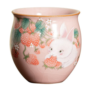 Buddha Gift Small Strawberry Rabbit Teacup Kung Fu Tea Cup 90ml With Gift Box