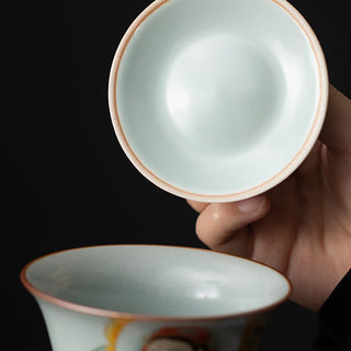 Buddha Gift Thangka Dragon Buddhas Dunhuang Ceramic Gaiwan Sancai Kung Fu Tea Cup And Saucer With Lid Gift Box 180ml