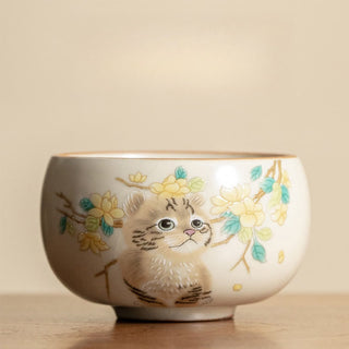 Buddha Gift Cute Cat Yellow Flowers Rabbit Teacup Kung Fu Tea Cup