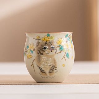 Buddha Gift Cute Cat Yellow Flowers Rabbit Teacup Kung Fu Tea Cup