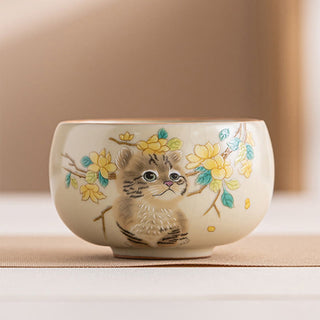 Buddha Gift Cute Cat Yellow Flowers Rabbit Teacup Kung Fu Tea Cup
