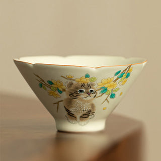 Buddha Gift Cute Cat Yellow Flowers Rabbit Teacup Kung Fu Tea Cup