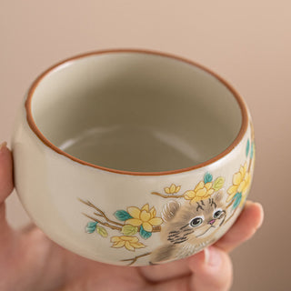 Buddha Gift Cute Cat Yellow Flowers Rabbit Teacup Kung Fu Tea Cup