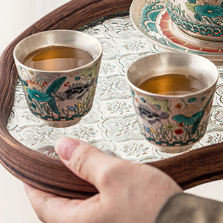 Buddha Gift Fish Lotus Seaweed Teacup Kung Fu Tea Cup 45ml With Gift Box