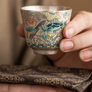 Buddha Gift Fish Lotus Seaweed Teacup Kung Fu Tea Cup 45ml With Gift Box