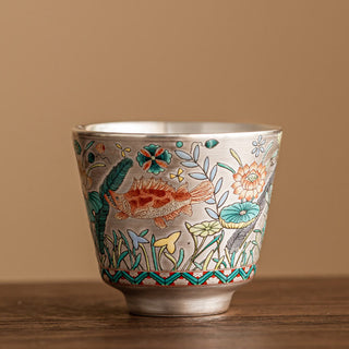 Buddha Gift Fish Lotus Seaweed Teacup Kung Fu Tea Cup 45ml With Gift Box