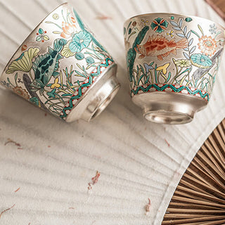 Buddha Gift Fish Lotus Seaweed Teacup Kung Fu Tea Cup 45ml With Gift Box