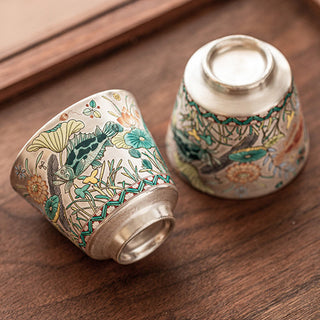 Buddha Gift Fish Lotus Seaweed Teacup Kung Fu Tea Cup 45ml With Gift Box