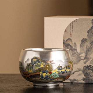 Buddha Gift Fish Lotus Seaweed Valley Mountains Pine Tree Dragon Teacup Kung Fu Tea Cup With Gift Box