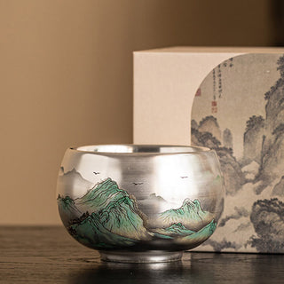 Buddha Gift Fish Lotus Seaweed Valley Mountains Pine Tree Dragon Teacup Kung Fu Tea Cup With Gift Box