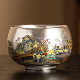 Buddha Gift Fish Lotus Seaweed Valley Mountains Pine Tree Dragon Teacup Kung Fu Tea Cup With Gift Box