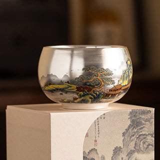 Buddha Gift Fish Lotus Seaweed Valley Mountains Pine Tree Dragon Teacup Kung Fu Tea Cup With Gift Box