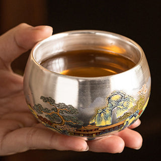 Buddha Gift Fish Lotus Seaweed Valley Mountains Pine Tree Dragon Teacup Kung Fu Tea Cup With Gift Box