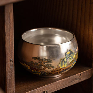 Buddha Gift Fish Lotus Seaweed Valley Mountains Pine Tree Dragon Teacup Kung Fu Tea Cup With Gift Box