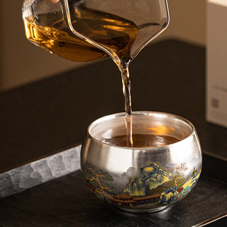 Buddha Gift Fish Lotus Seaweed Valley Mountains Pine Tree Dragon Teacup Kung Fu Tea Cup With Gift Box