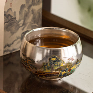 Buddha Gift Fish Lotus Seaweed Valley Mountains Pine Tree Dragon Teacup Kung Fu Tea Cup With Gift Box